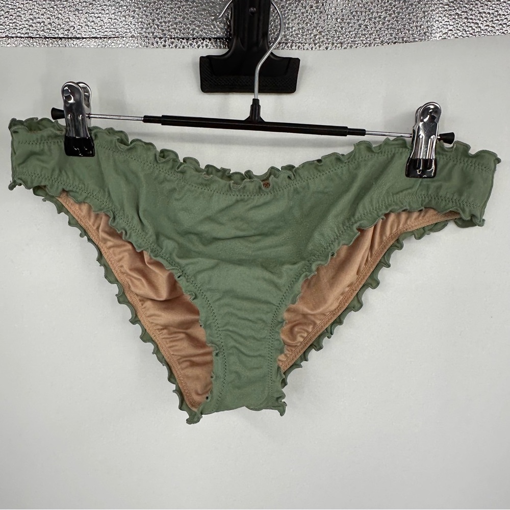 Shade & Shore Ruffled Green Cheeky Bikini Bottoms Size M